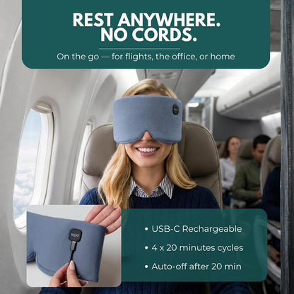 Heated Eye Mask – Cordless Electric Warm Eye Compress for Dry Eyes, Stye & Eye Strain Relief – 4 Heat Settings, Rechargeable, Light-Blocking, Blackout, Washable Cover (Ocean Stone)