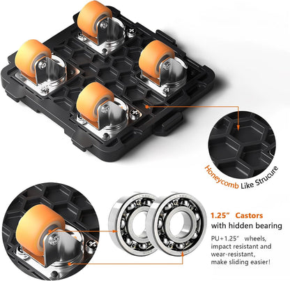 ONEON Furniture Mover with Wheels, 360° Rotation Wheels Furniture Dolly for Moving Heavy Furniture, Appliances, 660 LB Max Load Capacity with Auxiliary Lifter - Connect Dolly