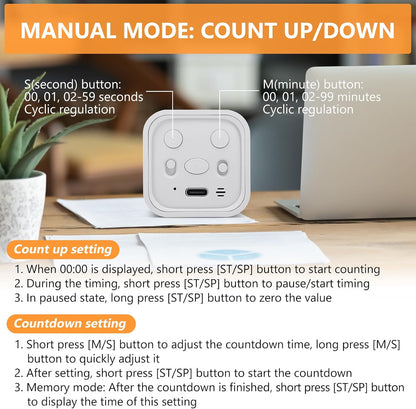 GuDoQi Multi-Function Cube Timer, 5/10/30/60 Min & Custom Count Down, Included Pause & Resume Feature, Silent, Vibrate & Adjustable Sound Alarm for Productivity in Tasks, Study & Kitchen, Purple
