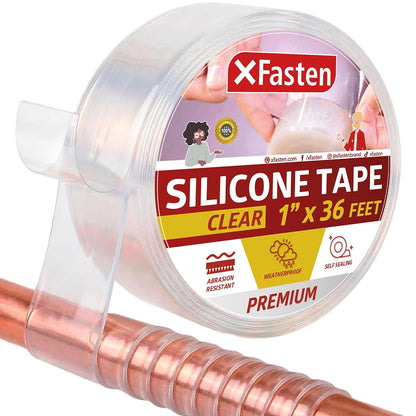 XFasten Self Fusing Silicone Tape Waterproof – 1" x 36 Feet Black, Self Amalgamating Tape, Silicone Rubber for Plumbing, Sealing Pipes, Hose Repair, Outdoor Coax and Electrical Cables – Weatherproof