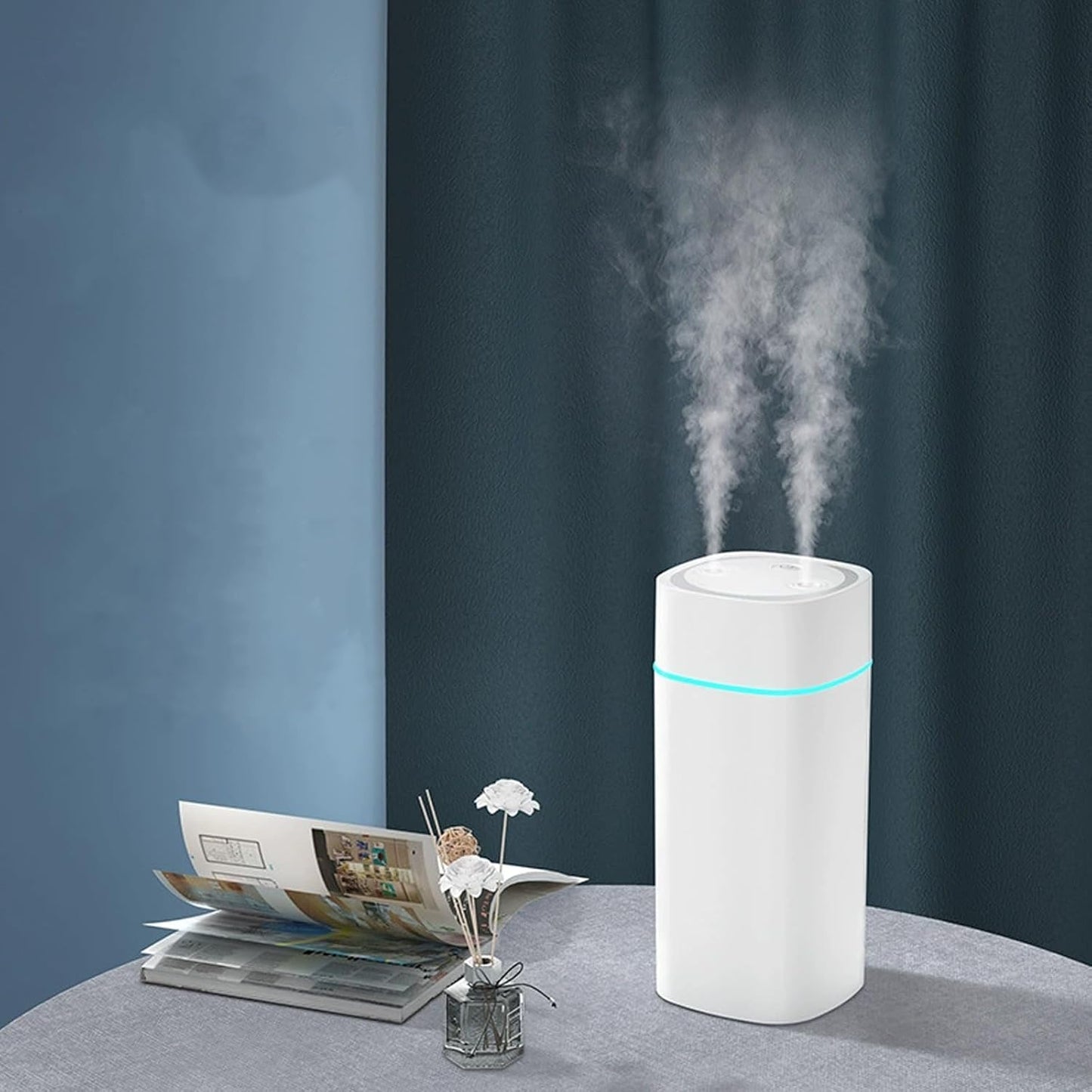JORMEY Mini Portable Humidifiers-Quiet Cool Mist Humidifier with Soft LED Ring, 600ml Desktop Humidifier, Easy to Fill and Clean for Home, Office or Bedroom, Compact & Stylish