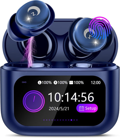 2026 Sleep Earbuds Bluetooth 5.4 in Ear Smart Touch Screen Ear Buds, 48H Playtime Mini Sleep Headphones Small Design for Side Sleepers, 5 EQ Modes, Crystal-Clear Calls, IPX7 Waterproof Earphones Black