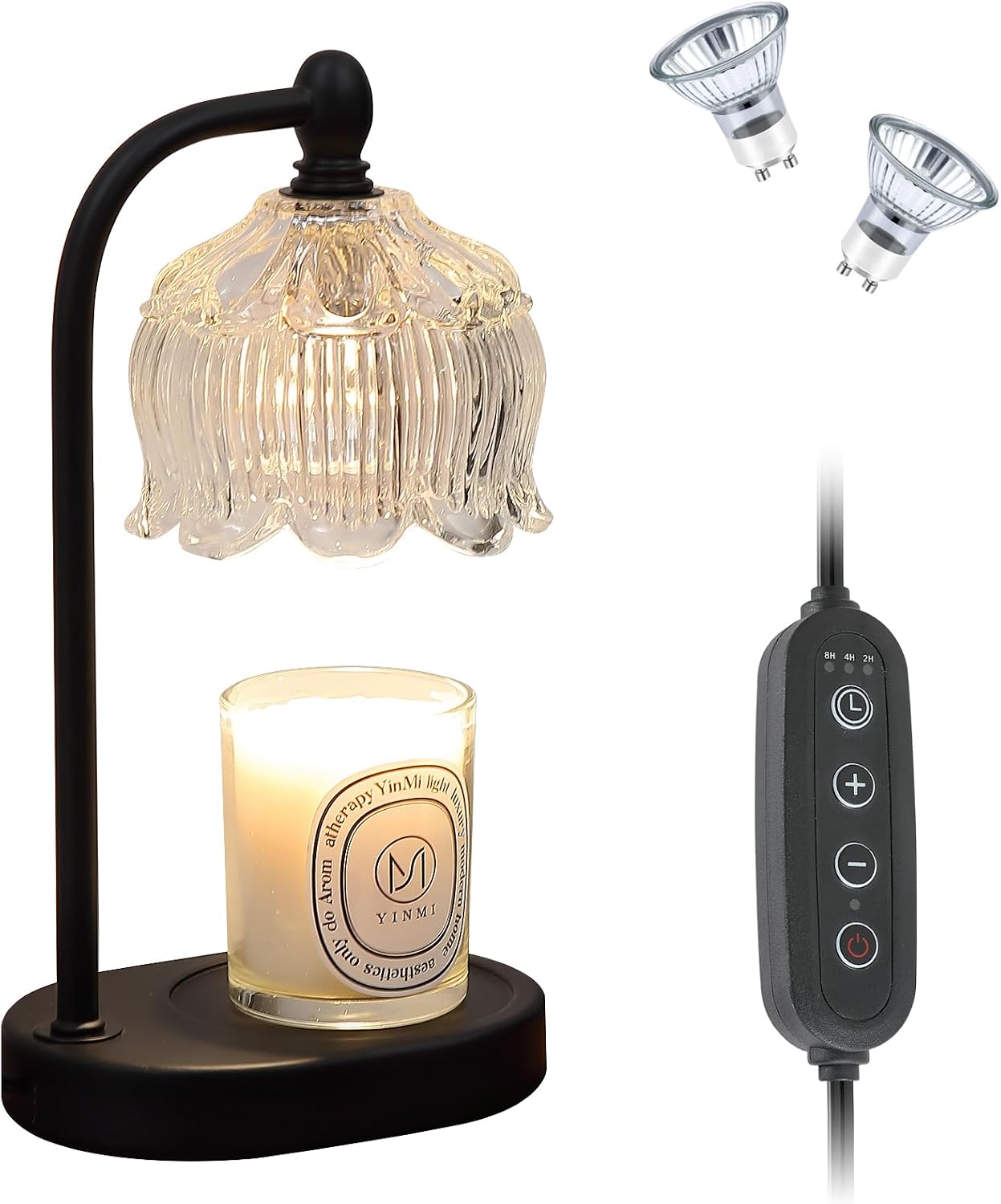 Candle Warmer Lamp with Timer and Dimmer,Electric Gold Light Gifts for Women Melt Wax Warmer Lamp with 2 Bulbs for Candle Jars House Warming New Home Decor Bedroom