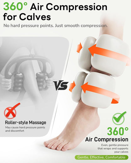 2 in 1 Shiatsu Foot and Calf Massager Machine with Adjustable Heat | Enclosed Design for Tired Legs & Feet, Fits US Men's 11 / Women's 12.5, 5 Modes, 9 Intensities, Remote, Corded Power