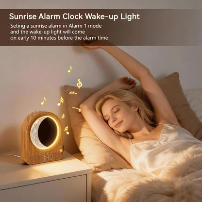 blonbar Sunrise Alarm Clocks for Bedrooms, Stepless Dimmable Moon Lamp Dual Alarm Clock with 12Levels Volume for Heavy Sleepers, 10 Natural Sounds with 30/60/90mins Timer, Gifts for Women