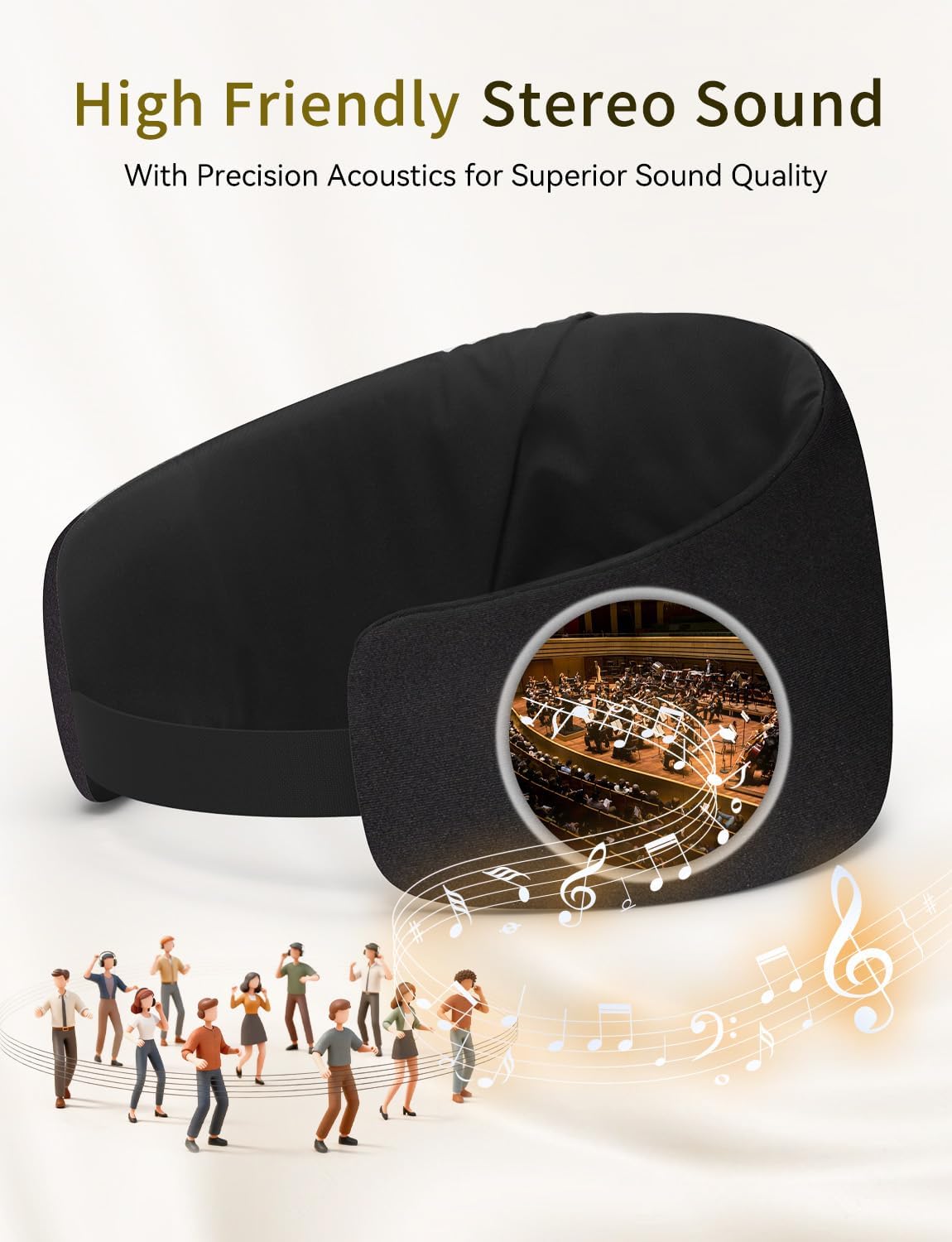 Sleep Headphones Bluetooth 6.0 Sleep Mask for Side Sleepers, 20H Playtime