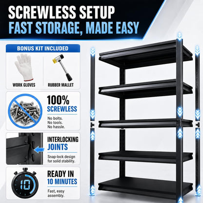 Heavy Duty Over Washer and Dryer Storage Shelf, 5 Tier Adjustable Metal Laundry Room Organizer, Freestanding Utility Shelving Rack, Rust Resistant Steel Storage Shelf, Black, 35.4"Wx 15.7"Dx 71.2"H