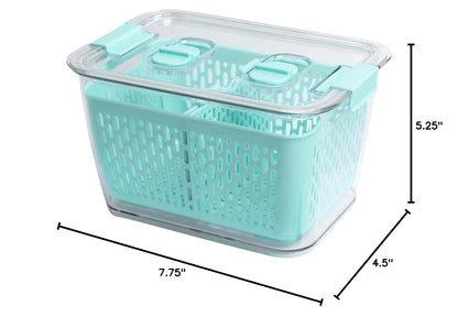 Kitchen Spaces Stackable Fridge Storage Colander Containers, Variety Pack | 3 Sizes to Store Fresh Produce, Organize Washed Fruits and Veggies, Snap and Seal Lids with Adjustable Vents, Hand Wash Only