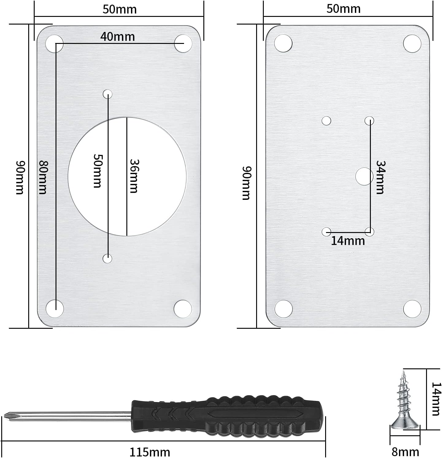 8 Pcs Cabinet Hinges Repair Plates, Cabinet Doors Hinge Repair Kit | cabinet door repair,stainless steel repair plate,Furniture Cabinet Drawer Window Repair Plates with Screwdriver
