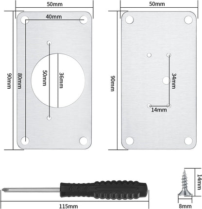 16 Pcs Cabinet Hinges Repair Plates, Cabinet Doors Hinge Repair Kit | cabinet hinge repair plate kit,Stainless Steel Furniture Cabinet Drawer Window Repair Plates with Screwdriver