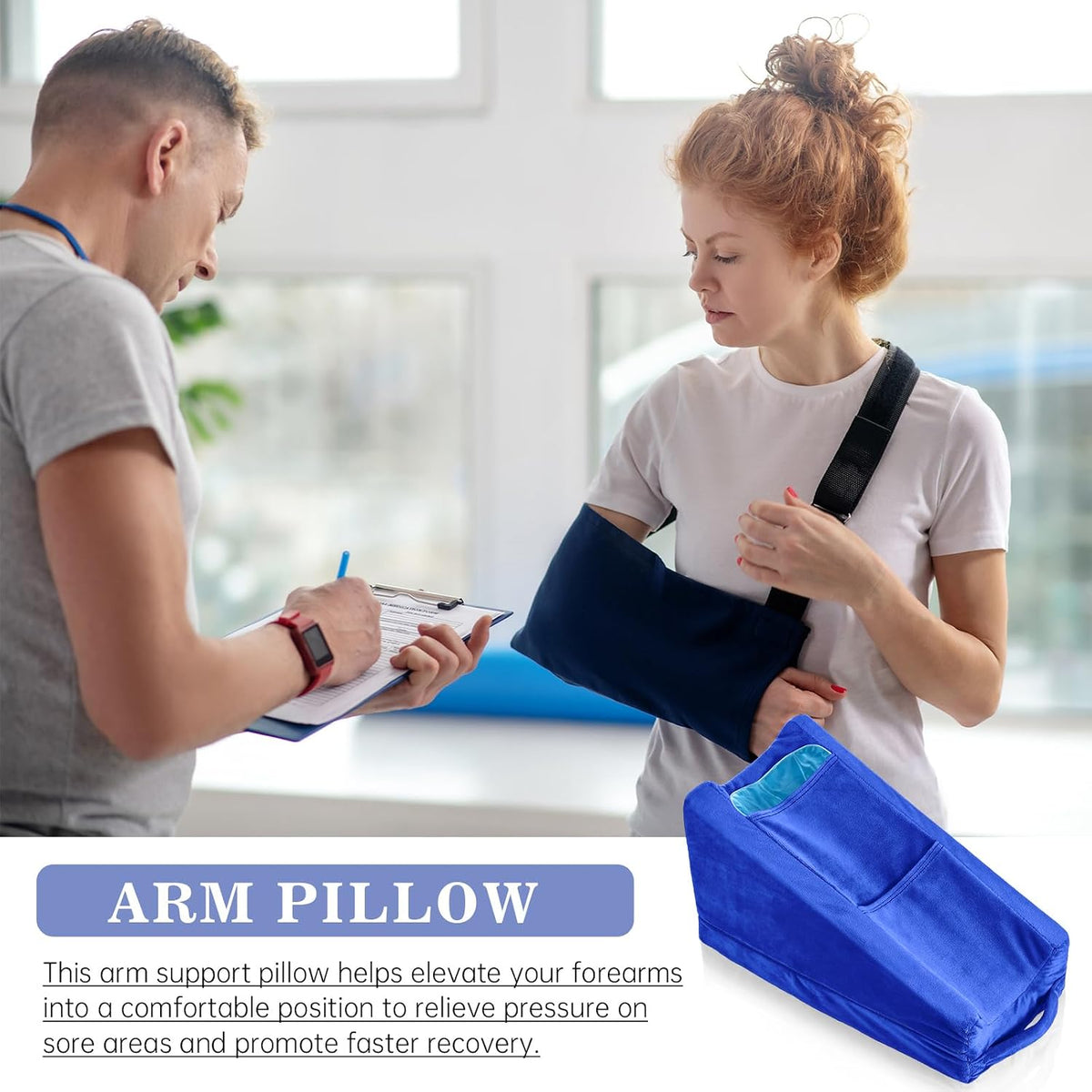 Buryeah Dark Gray Arm Elevation Pillow 2 Pocket, Plush Material