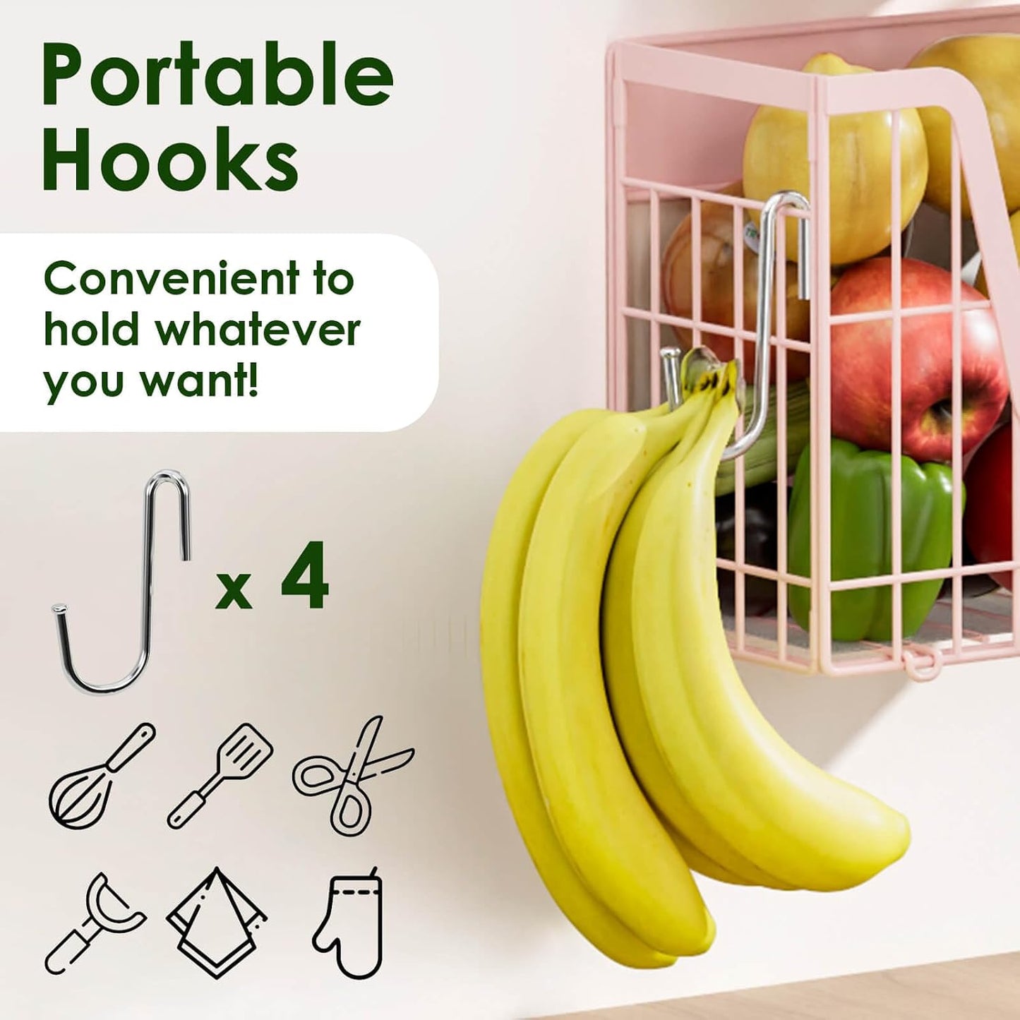 Magnetic Shelf for Fridge, Fruit Basket Magnet Shelves with 2 Hooks | Potato and Onion Storage Bins, Black Magnetic Organizer Side of Fridge Storage, Magnetic Spice Rack for Refrigerator Kitchen