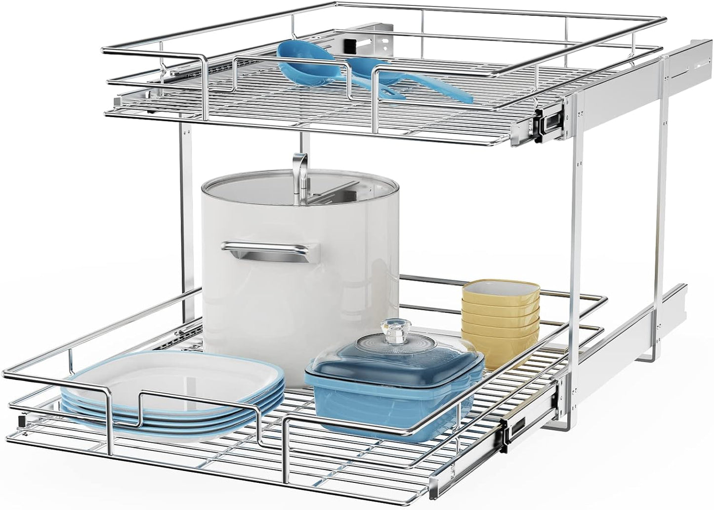 ROOMTEC Pull Out Cabinet Organizer, Pull Out Shelves 5½" W x 21½" D, Heavy Duty Cabinet Drawers Slide Out Kitchen Organizers Storage Shelf