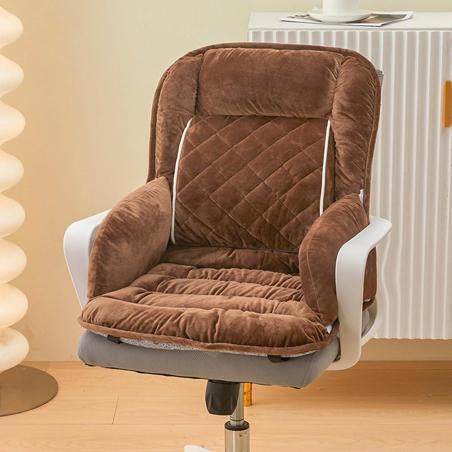 Office Heated Seat Cushion for Desk Chair,Upgraded Lumbar Support Seat for Cushions for Dorm Desk Chair with Back, USB Interface, 3-Speed Temperature Control (Light Pink)