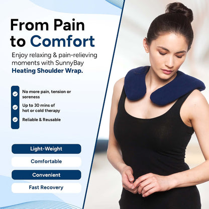 SunnyBay Weighted Heating Pad, Shoulder and Upper Back Wrap, Large, Navy