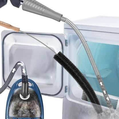 Sealegend 2Pcs Dryer Vent Cleaner Kit - Vacuum Hose Attachment & Brush Blue | Fits Most Vacuums, Slim Round Hose Reaches Tight Spaces, Removes Stubborn Lint & Dust from Dryer Vents, Filters, Coils