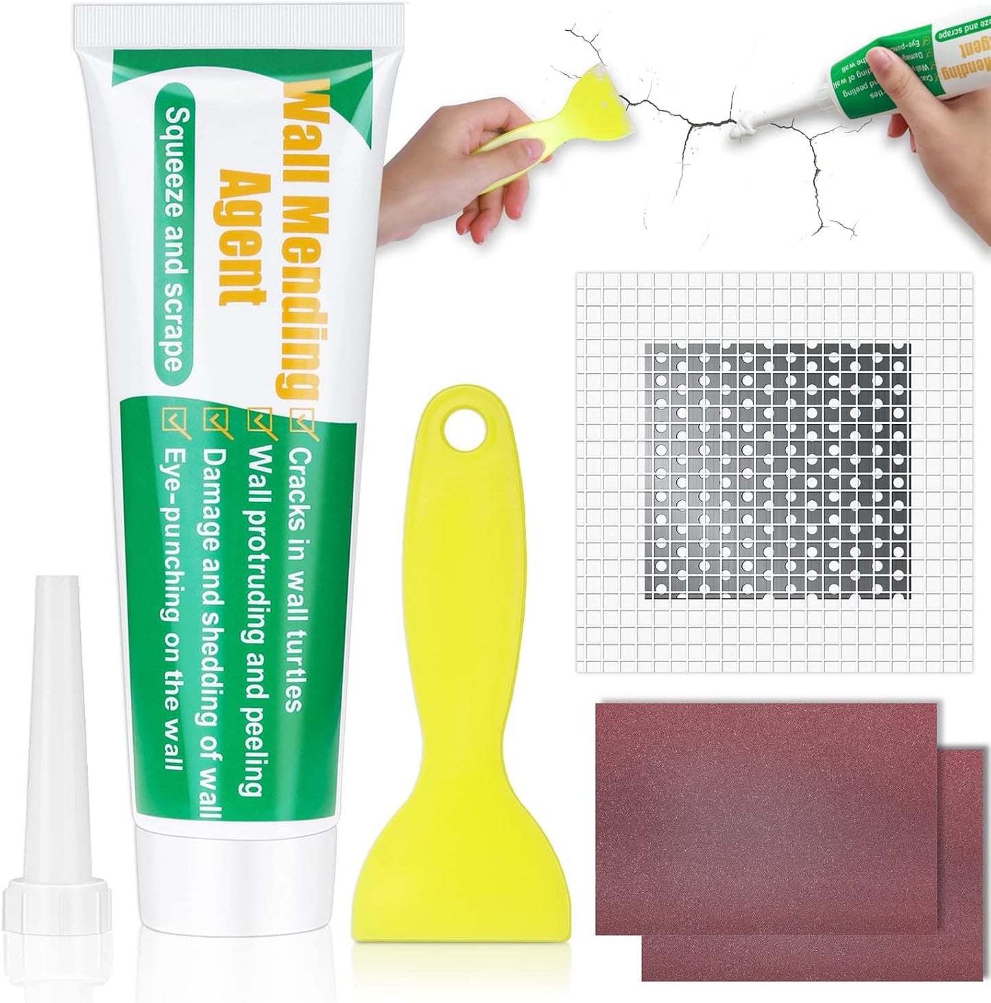 Ranekie 14 Pack Drywall Repairs Patch, 4/6/8 Inch Drywall Repair Kit with Extended Self-Adhesive Mesh,Large Hole Patch Repair for Drywall,Heavy Duty Dry Wall Hole Repair Patch