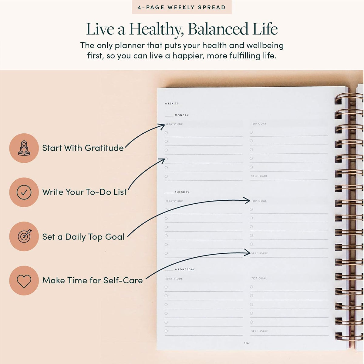 The Self-Care Planner by Simple Self - Undated 6 Month Life Planner - Daily, Monthly, Weekly - Focus on Wellness, Productivity, Achieving Goals, and Happiness (Abstract, Daily Edition: 13-Weeks)