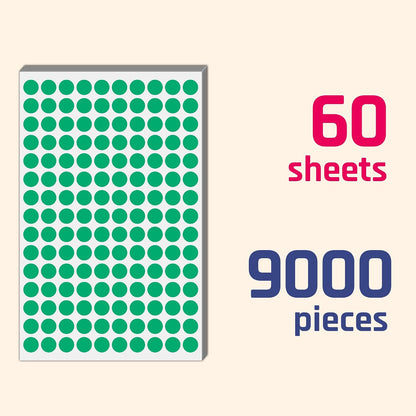 3000 Pieces, 1/2" - Colored Dot Stickers, Round Labels - 6 Colors