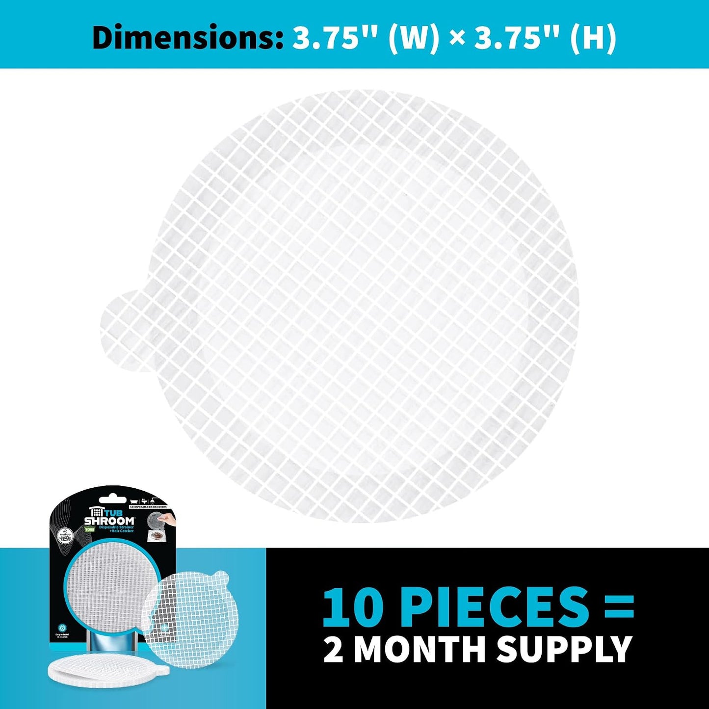 TubShroom 26 Pack Square Disposable Drain Cover - Hair Catcher Mesh Sticker Strainers for Shower Bathtub and Bathroom - Hair Catcher Sticker Drain Protector - Half Year Supply