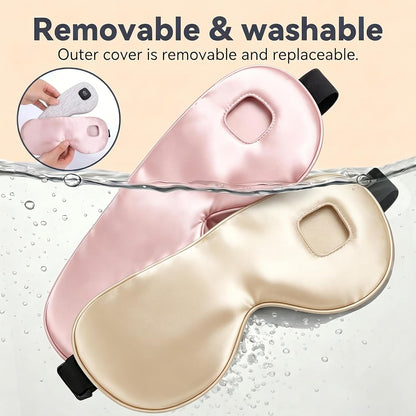 Cordless Heated Eye Mask for Dry Eyes Relief, Rechargeable Warm Eye Compress with 3 Temps, Washable Cover & Bonus Shell, Electric Eye Heating Pad for Sleep, Stye, Travel