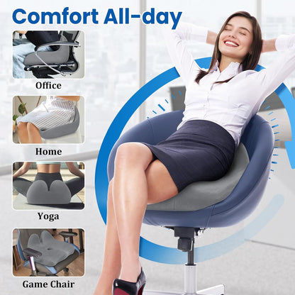 CushZone Ergonomic Seat Cushion, Sciatica Support for Office Chair, Black