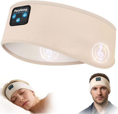 Perytong Sleep Headphones Bluetooth 5.4 Headband, Wireless Sleep Headphones with Ultra-Thin HD Stereo Speakers for Side Sleepers, Soft & Sweat Resistant Sport Headband for Yoga Travel Workout