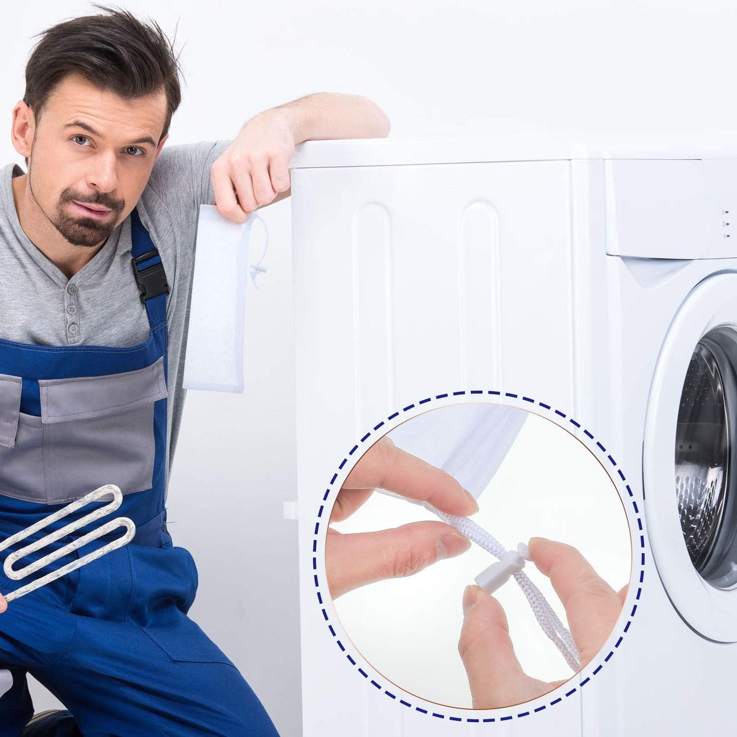 Shappy 24 Pieces Lint Traps for Washing Machine Drain Hose Nylon Mesh | Discharge Hose Filter Bags, Mesh Lint Catcher, 9.4 X 3.1 Inch, Prevents Clogs, Laundry Drain System, Drawstring Design