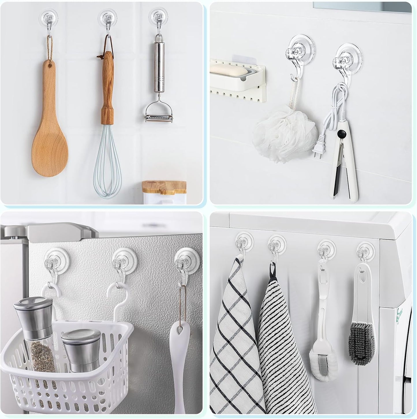 VIS'V Shower Suction Cup Hooks, Removable and Reusable, Clear, Small, 2 Pcs | Clear Invisible Design, Locking Suction Technology, Dual Vacuum Suction, Heavy Duty, Fits for Smooth Flat Surfaces
