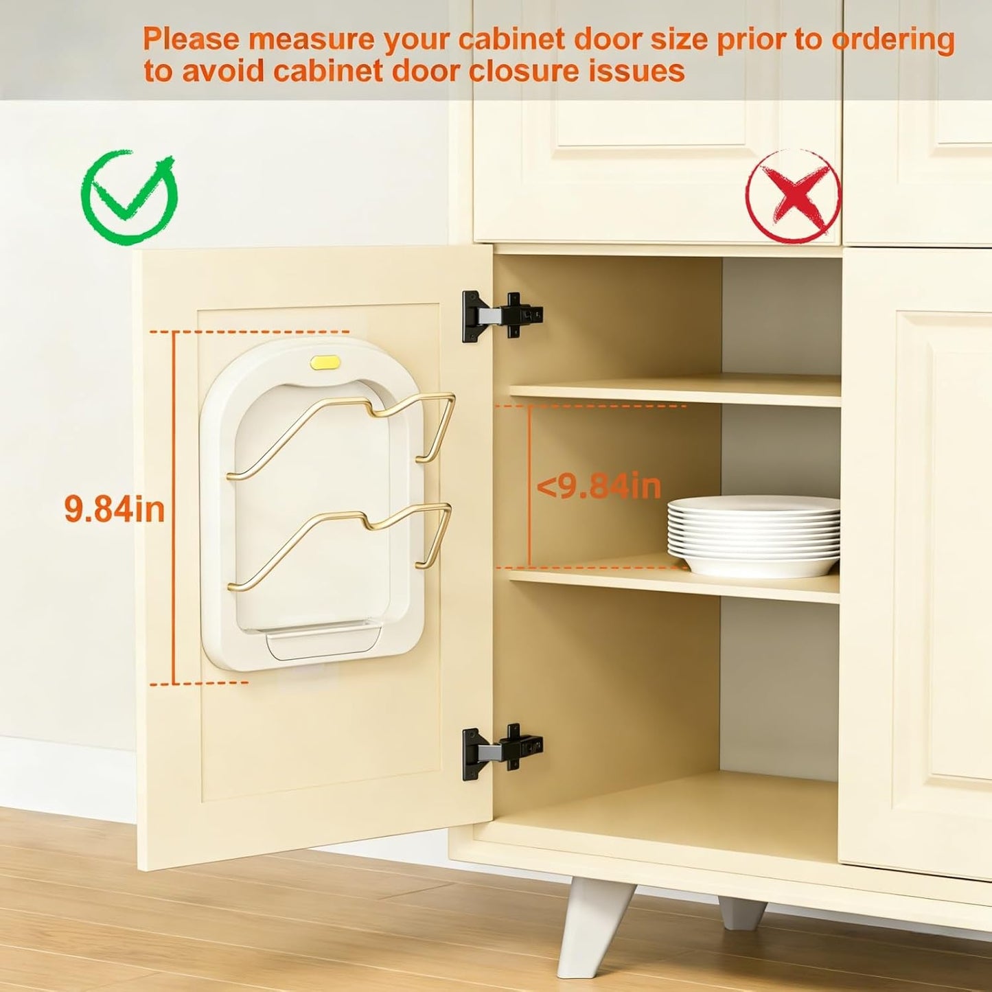 2-Tier Pot Lid Organizer, Rustproof Wall Mounted Pot Lid Rack for Cabinet Door & Wall, Multi-Use Kitchen Storage Holder Ideal for Pot Lids, Cutting Boards and Spoons (Pearl white)