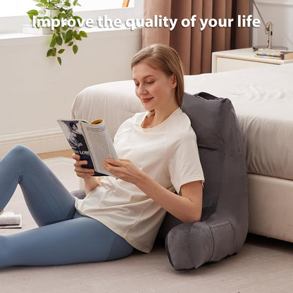 IPYNBAP Back Pillow for Bed Sitting up, Reading Pillow, 18 Inch, Grey