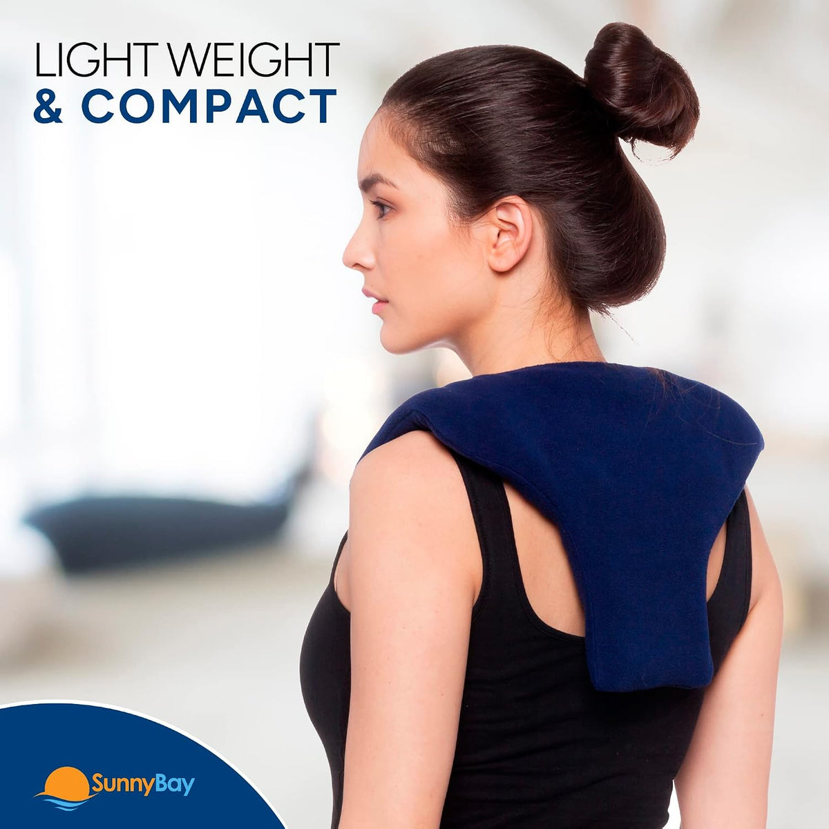 SunnyBay Weighted Heating Pad, Shoulder and Upper Back Wrap, Large, Navy