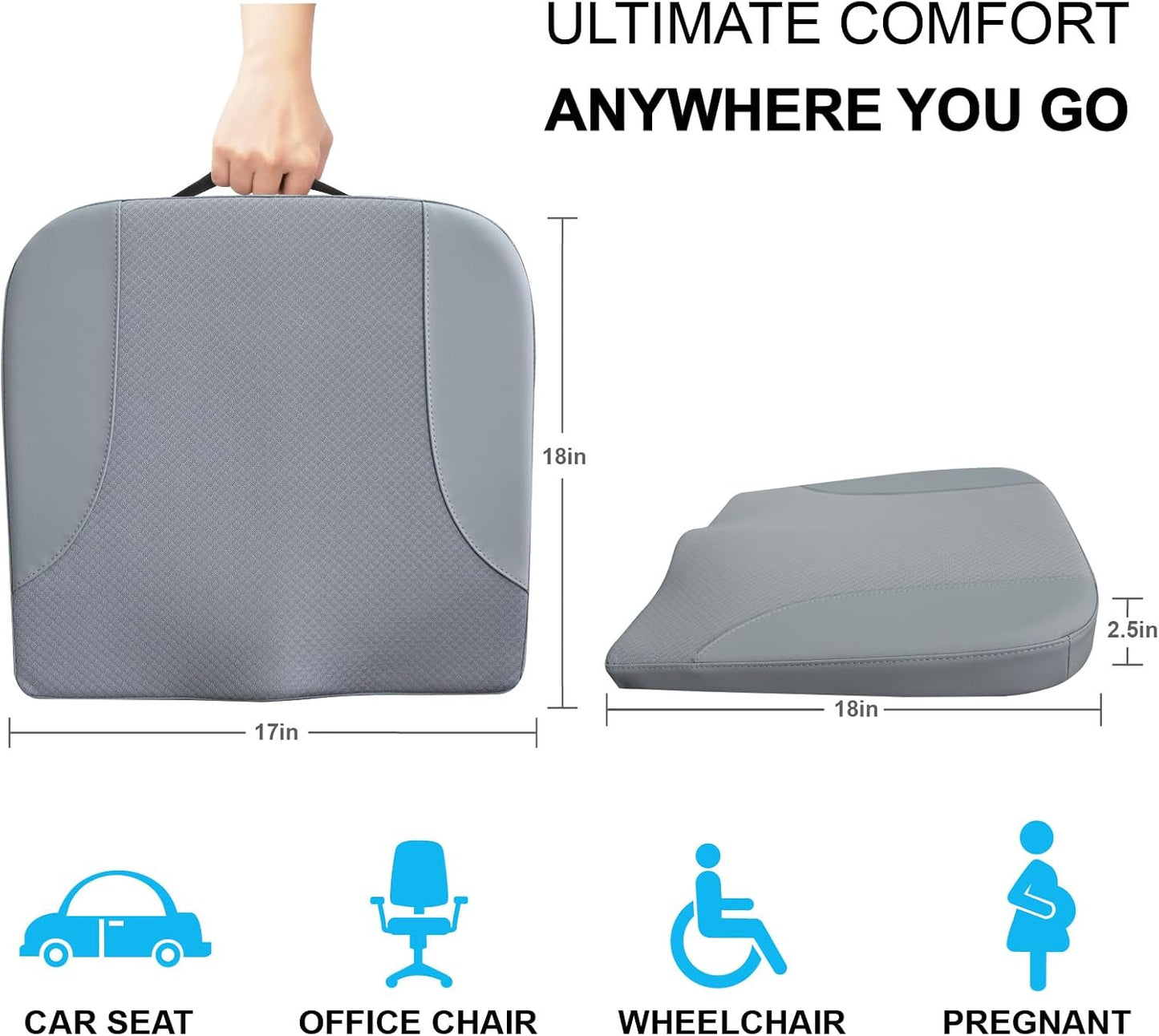 Allaboutsla Car Seat Cushion with Lumbar Support Pillow, Car Back Support | L-Shaped Ergonomic Memory Foam Seat Cushion, Car Seat Cushions for Driving, Driver Cushion and Back Support for Car, B&G