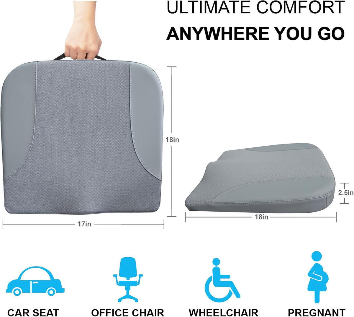 Allaboutsla Car Seat Cushion with Lumbar Support Pillow, Car Back Support