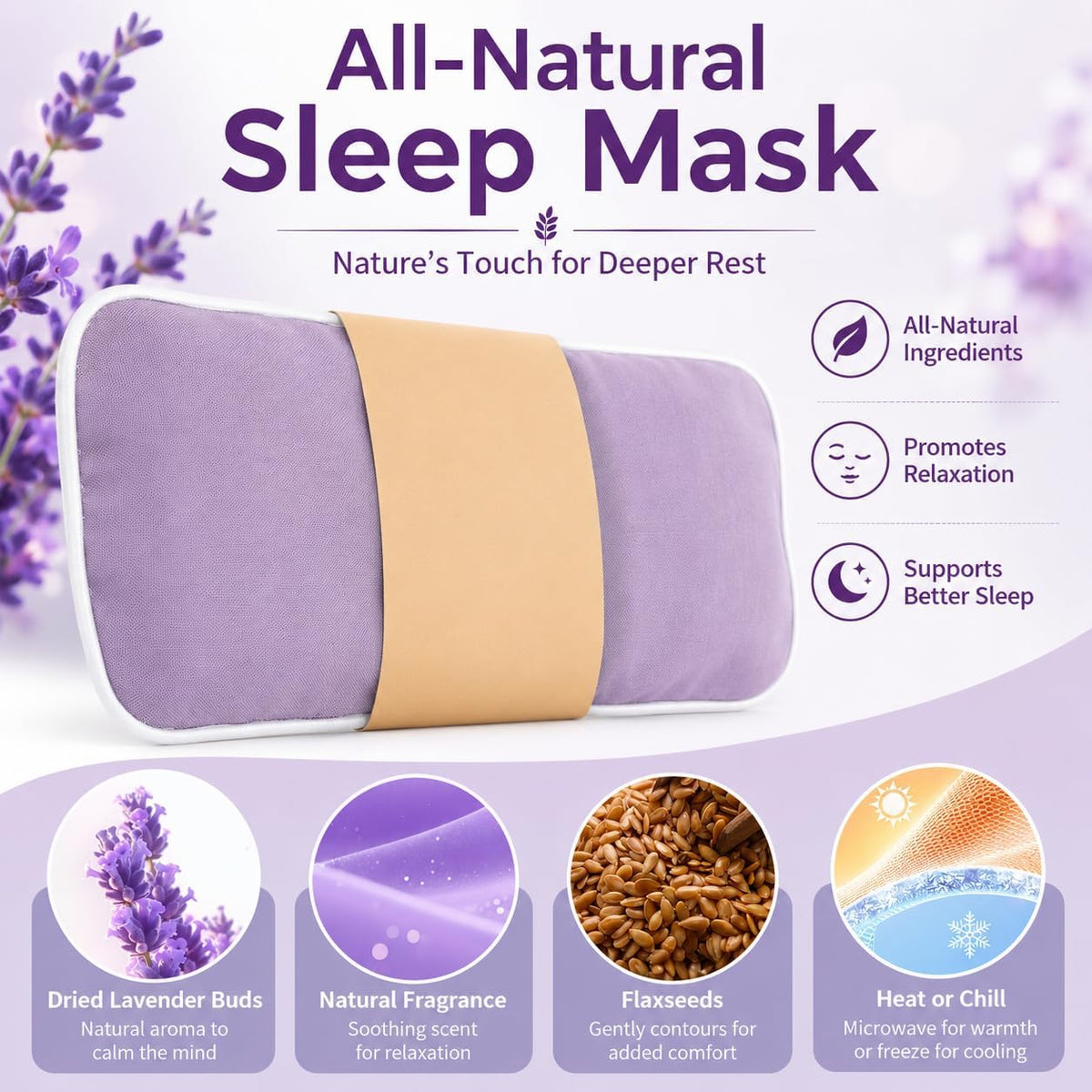 Lavender Weighted Eye Pillow with Washable Linen Cover