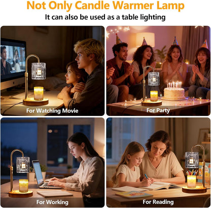 Candle Warmer Lamp with Timer & Dimmer, Birthday Gifts for Women Mom, 4-Level Dimmable Flower Heat Lamp for Jar Candles, Adjustable Height, House Warming Gifts, Home Decor (Purple