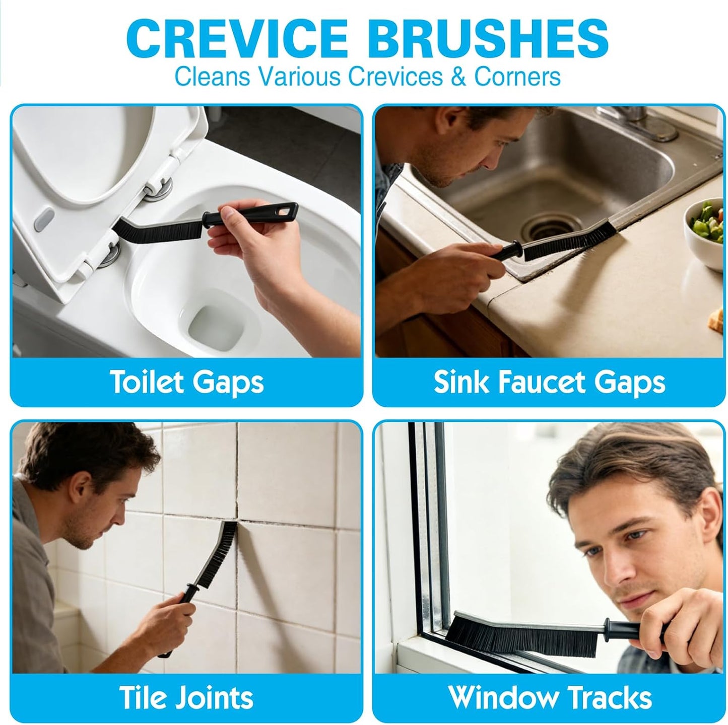 King Origin 12 PCS Home Crevice Cleaning Brush Set | Kitchen Bathroom Cup Lid Straw Dryer Vent Gap Cleaning Tools Household Cleaning Supplies