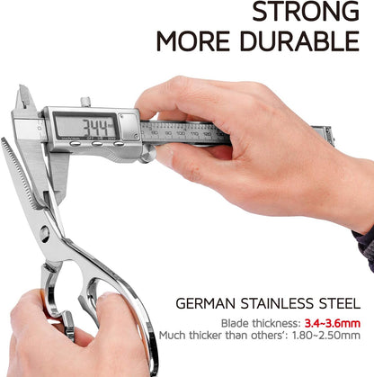 Multipurpose Kitchen Shears by WELLSTAR, Come Apart Heavy Duty German Stainless Steel Food Scissors for Cutting Meat Poultry Chicken Vegetable, Plus Handy Onion Slicing Holder, Gift Box Pack