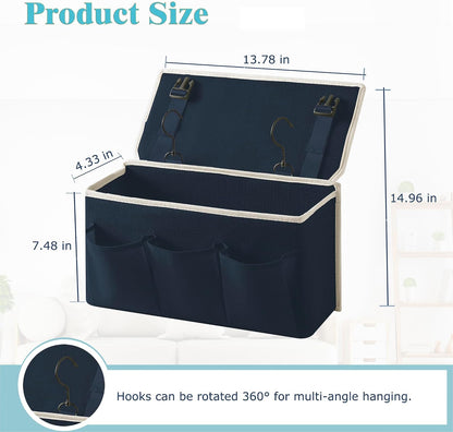 Bedside Caddy/Bedside Storage Organizer Hanging Bag with Three Options,Suitable for home beds, sofas, and dormitory beds—can hold magazines, books, phones, iPads, remote controls. (Gray)