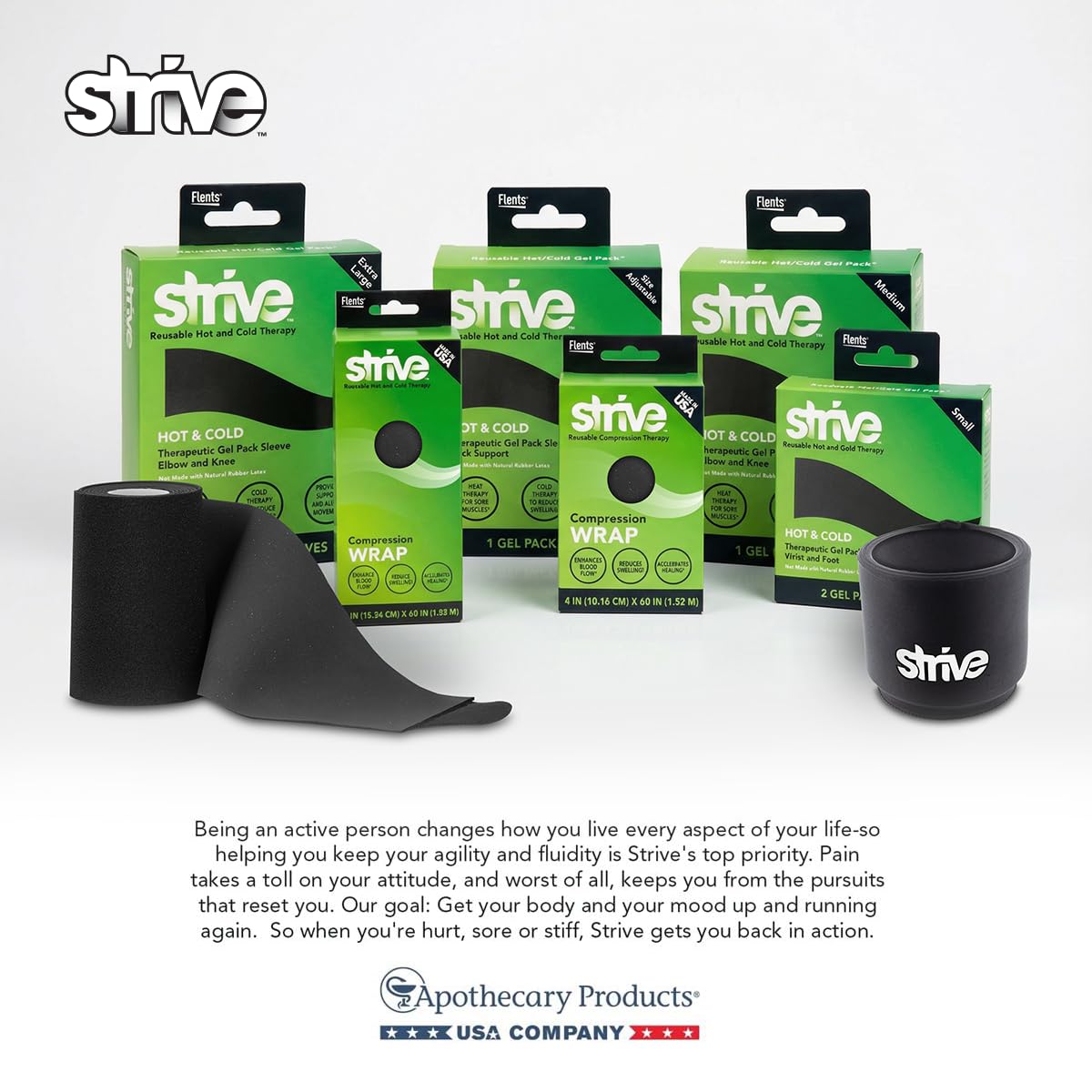Strive Finger Sleeve Ice Pack Wrap, Hot & Cold Therapy, Black
