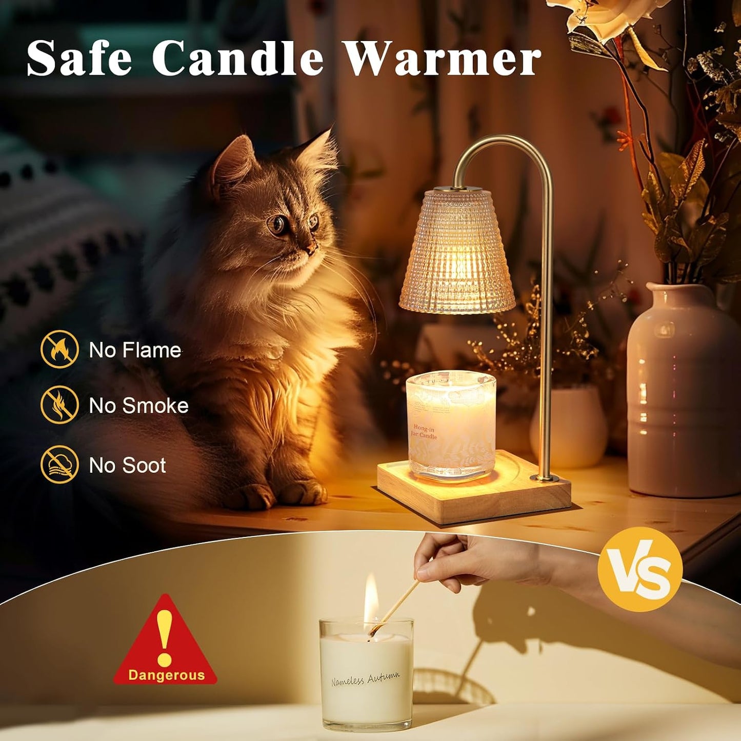 Hong-in Candle Warmer Lamp with Timer, House Warming Gifts New Home Decor | Dimmable & Adjustable Height, Electric Wax Warmer for Scented Wax Jar Candles,Gifts for Women Mom Sister
