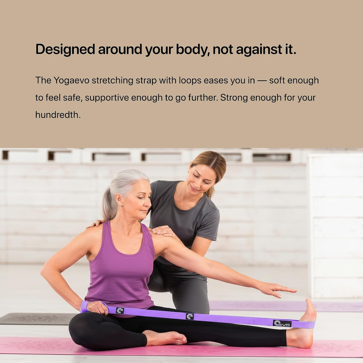 Yogaevo Elastic Stretching Strap With Loops For Physical Therapy