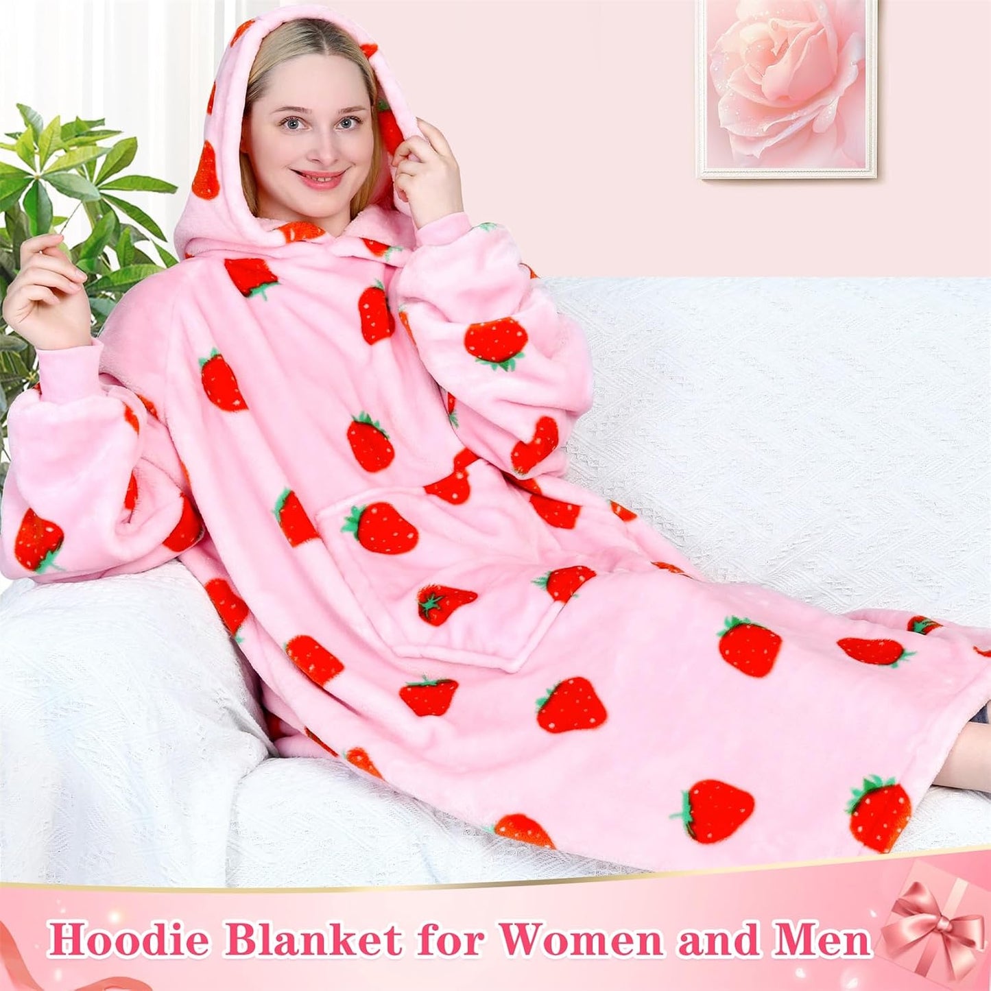 Wearable Blanket Sweatshirt Gifts for Women and Men, Warm and Cozy Giant Blanket Hoodie, Thick Flannel Blanket with Sleeves and Giant Pocket - Dark Gray