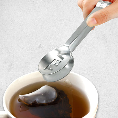 4 Pack Stainless Steel Tea Bag Squeezer Tea Bag Holder Strainer Clip Tea Bag Spoon Tea Bag Tongs for Loose Tea Gripping Ice Cubes Loosing Leaf
