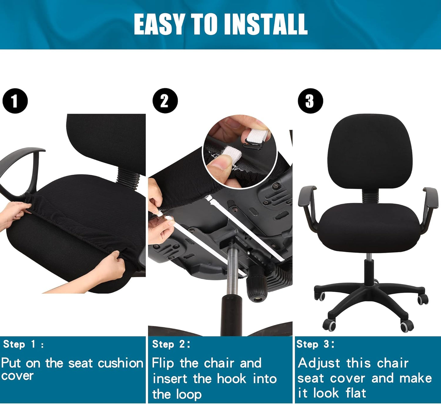 Smiry Office Computer Chair Armrest Covers, 2PCs Anti-dust Arm Rest Pad | Removable Washable Desk Chair Arm Pad Covers, Grey