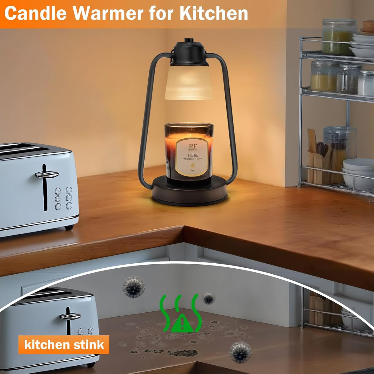 Flower Candle Warmer Lamp with Timer - Adjustable Height for Jar Candles