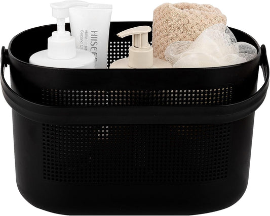Plastic Portable Shower Caddy Basket, Storage Organizer with Handle, Yellow | Bottom Drain Holes, Keep Dry, Sturdy and Durable, Easy to Carry for Bathroom, Kitchen, Dorm Room, RV, College