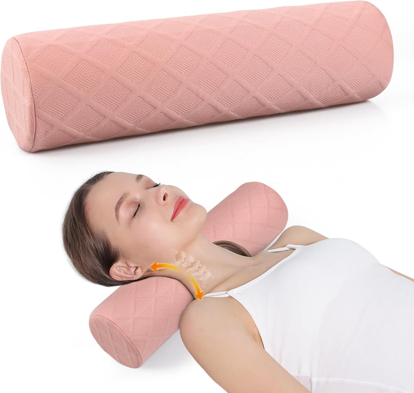 Cozyhealth 3.1" H Small Cervical Roll Pillow, Medium Soft Memory Foam Neck Round Pillow Cylinder Bolster Pillow for Sleeping, Round Neck Support for Bed, Legs, Back and Yoga (Grey, Small - 3.1" H)