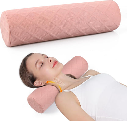 Cozyhealth 3.1" H Small Cervical Roll Pillow, Medium Soft Memory Foam Neck Round Pillow Cylinder Bolster Pillow for Sleeping, Round Neck Support for Bed, Legs, Back and Yoga (Grey, Small - 3.1" H)