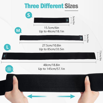 Hilph Ice Pack Strap, Stretchable, 3 Sizes Belt Extender Secure Straps | Elastic Hook and Loop Extension Straps, Add Length to Most Ice Packs, Secure Ice Pack, Multiple Use for Knee, Back, Shoulder